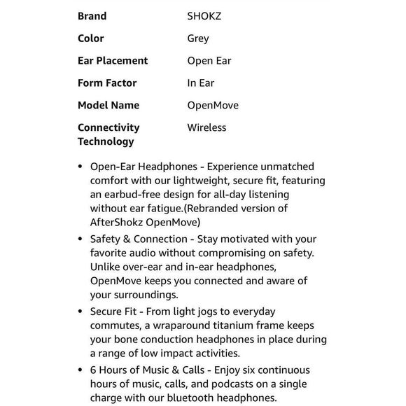 SHOKZ OPENMOVE Wireless Bone Conduction Headphones - Picture 7 of 11